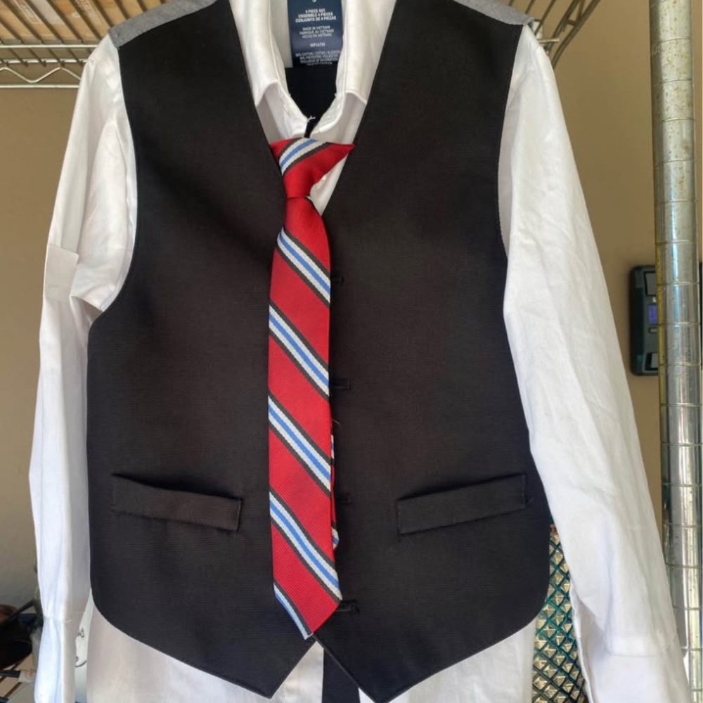 Izod Kids Black Vest with Striped Red Tie